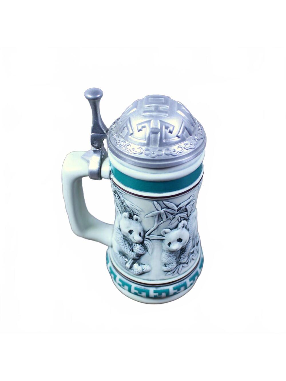 Avon 1991 Endangered Species Giant Panda Mini Beer Stein Pewter Lid Ceramarte